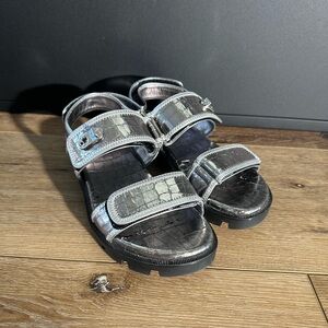 Christian louboutin double straps sandals silver